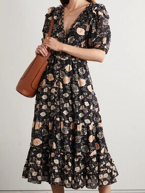 Ulla Johnson Black Floral Irvette Dress